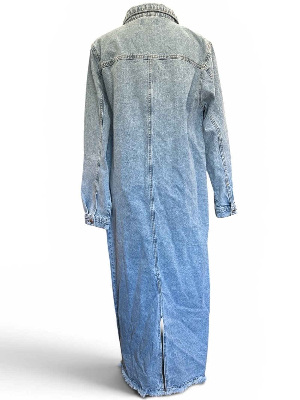 Long Light Wash Denim Duster Jacket #533 - Picture 2 of 6